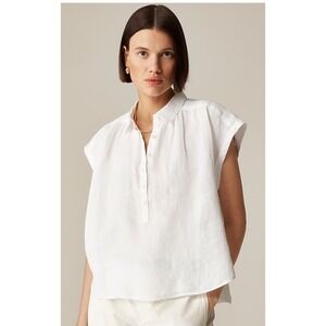 NWT J Crew Capitaine shirt in Baird McNutt Irish linen White Color Women's 2XL